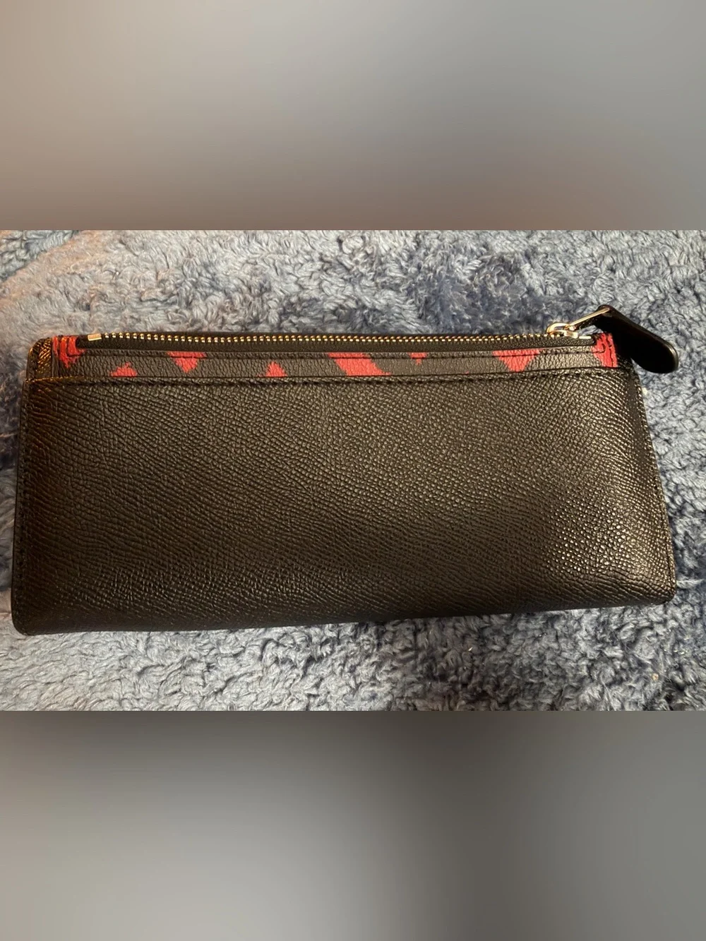 COACH Black Textured Leather Continental Card Holder Wallet